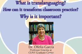 Flyer displaying info and QR code for Translanguaging event